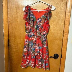 Red Floral mini dress, size small, Ya brand